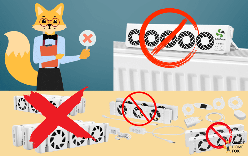 Heizkörper Ventilatoren liegen auf dem Tisch und der Smart Home Fox Experte erklärt warum sie verboten sein könnten.